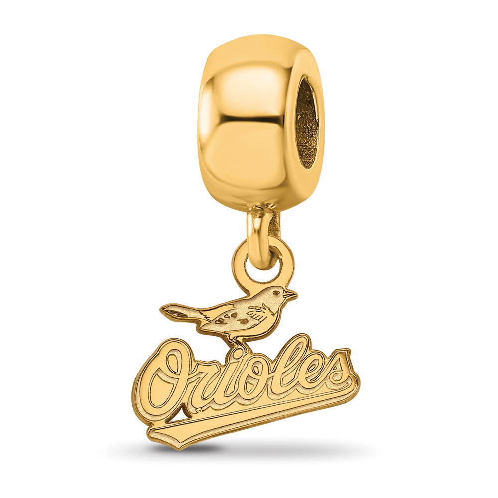 S.S. 14K Yellow Gold Plated MLB Baltimore Orioles XS Dangle Bead Charm, Item B19140 by The Black Bow Jewelry Co.
