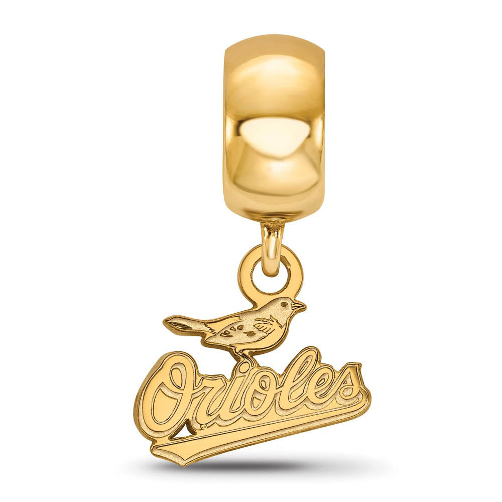 Alternate view of the S.S. 14K Yellow Gold Plated MLB Baltimore Orioles XS Dangle Bead Charm by The Black Bow Jewelry Co.