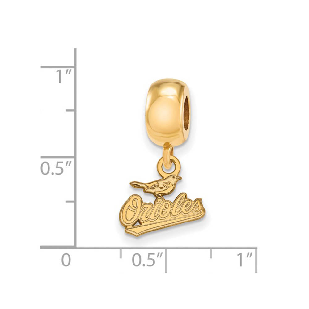 Alternate view of the S.S. 14K Yellow Gold Plated MLB Baltimore Orioles XS Dangle Bead Charm by The Black Bow Jewelry Co.