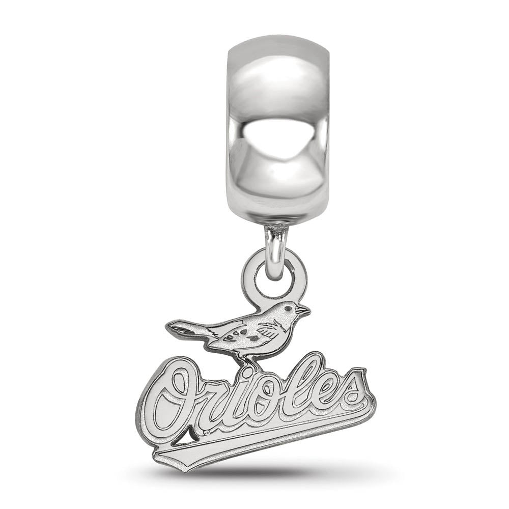Alternate view of the Sterling Silver Rhodium Plated MLB Baltimore Orioles XS Dangle Bead by The Black Bow Jewelry Co.