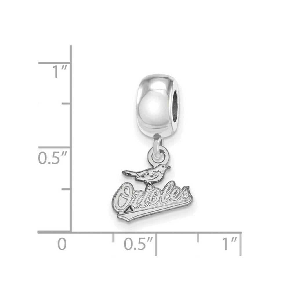 Alternate view of the Sterling Silver Rhodium Plated MLB Baltimore Orioles XS Dangle Bead by The Black Bow Jewelry Co.