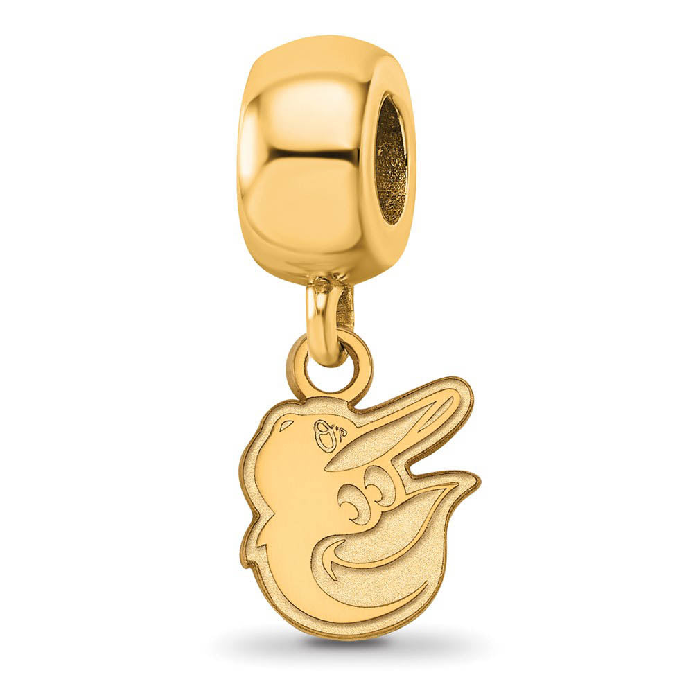 14KY Gold Plated Sterling Silver MLB Baltimore Orioles XS Dangle Bead, Item B19142 by The Black Bow Jewelry Co.