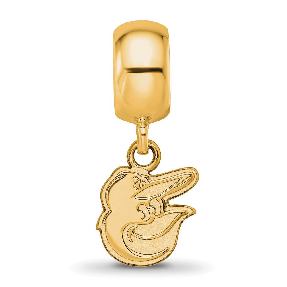 Alternate view of the 14KY Gold Plated Sterling Silver MLB Baltimore Orioles XS Dangle Bead by The Black Bow Jewelry Co.