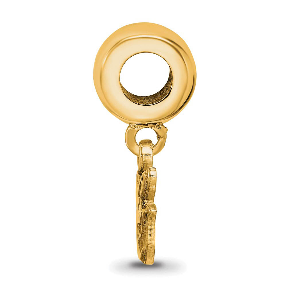 Alternate view of the 14KY Gold Plated Sterling Silver MLB Baltimore Orioles XS Dangle Bead by The Black Bow Jewelry Co.