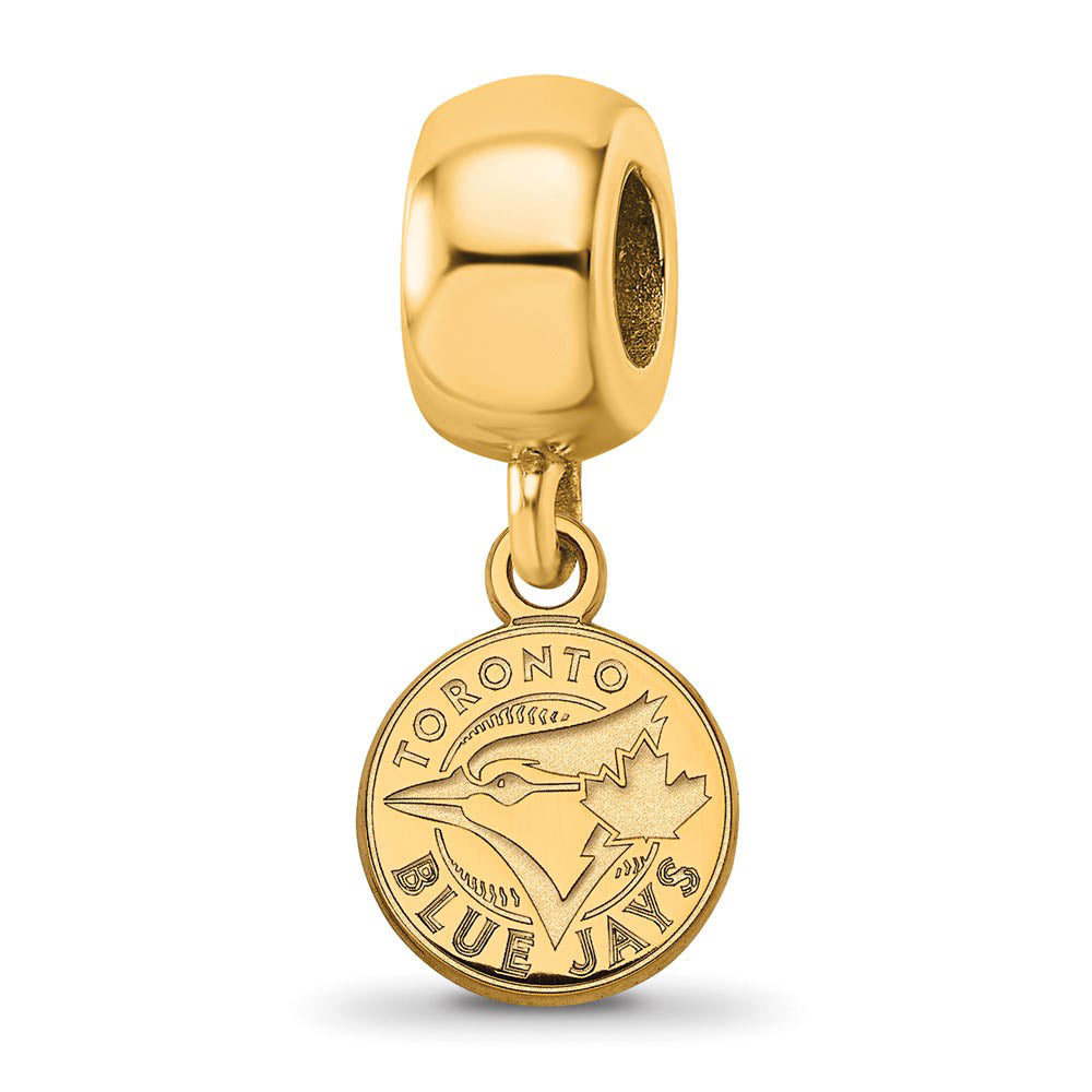 14KY Gold Plated Sterling Silver MLB Toronto Blue Jays XS Dangle Bead, Item B19144 by The Black Bow Jewelry Co.