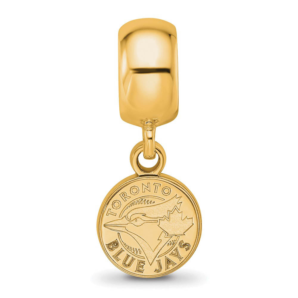 Alternate view of the 14KY Gold Plated Sterling Silver MLB Toronto Blue Jays XS Dangle Bead by The Black Bow Jewelry Co.