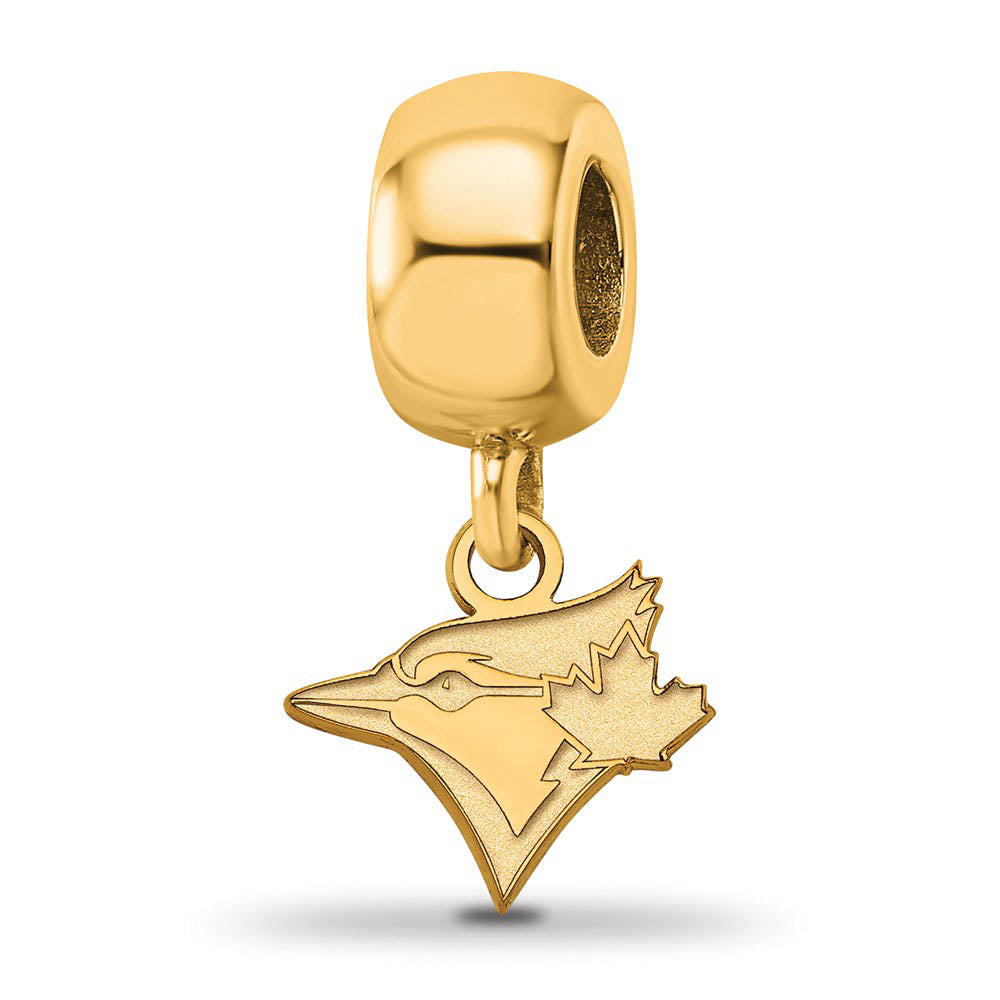 14KY Gold Plated Sterling Silver MLB Blue Jays XS Dangle Bead Charm, Item B19146 by The Black Bow Jewelry Co.