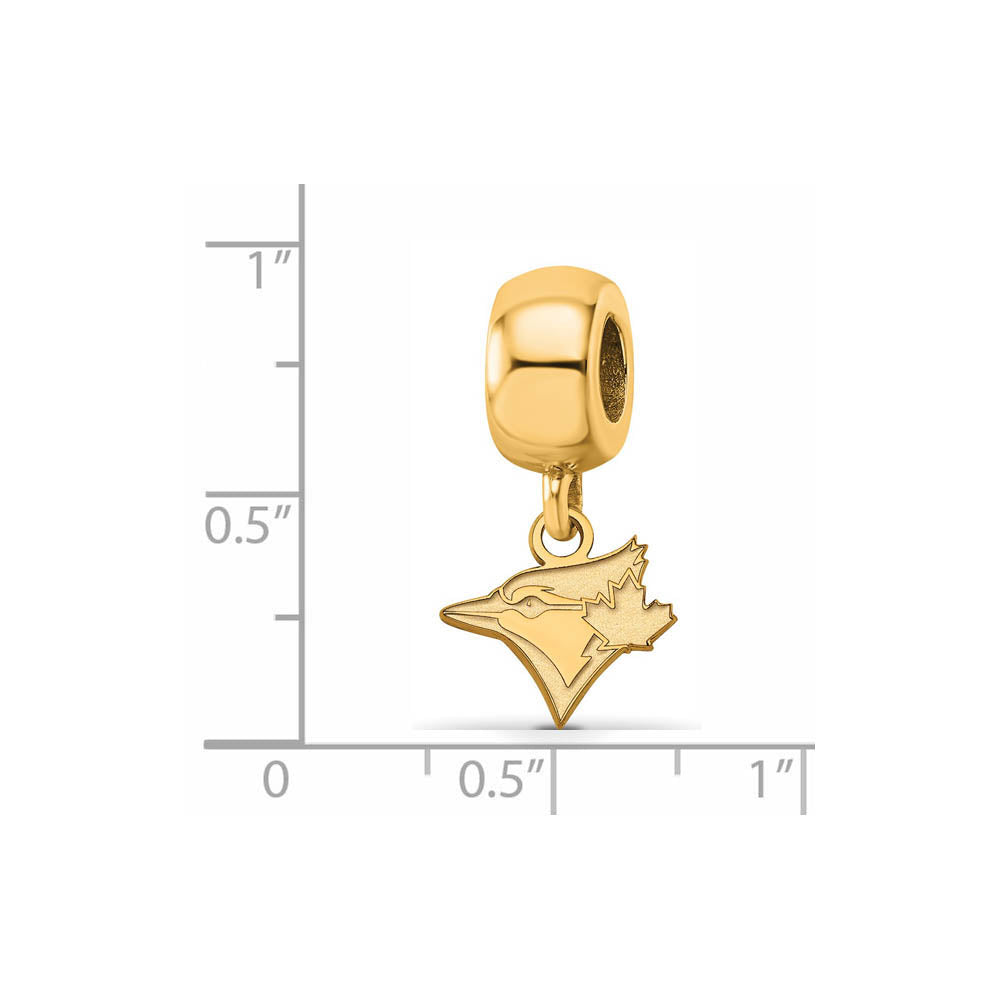 Alternate view of the 14KY Gold Plated Sterling Silver MLB Blue Jays XS Dangle Bead Charm by The Black Bow Jewelry Co.