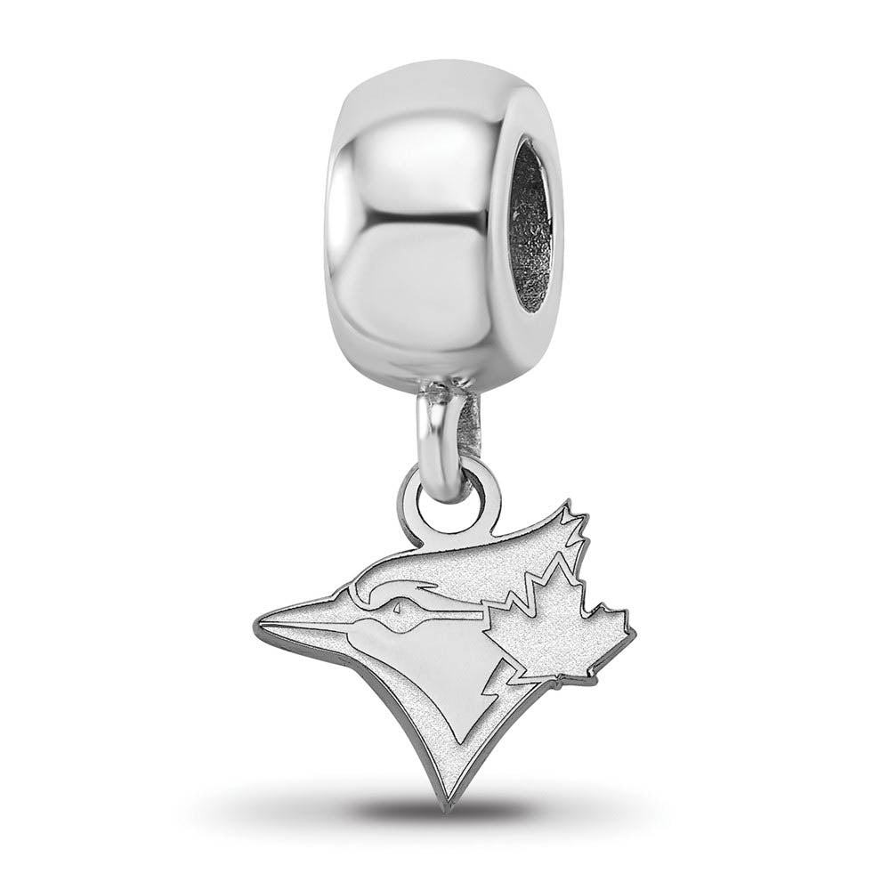 Sterling Silver Rhodium Plated MLB Blue Jays XS Dangle Bead Charm, Item B19147 by The Black Bow Jewelry Co.