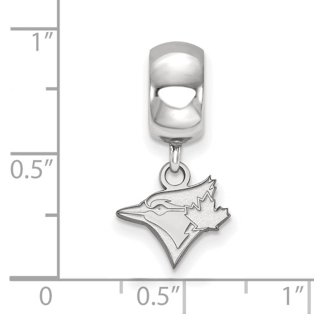 Alternate view of the Sterling Silver Rhodium Plated MLB Blue Jays XS Dangle Bead Charm by The Black Bow Jewelry Co.