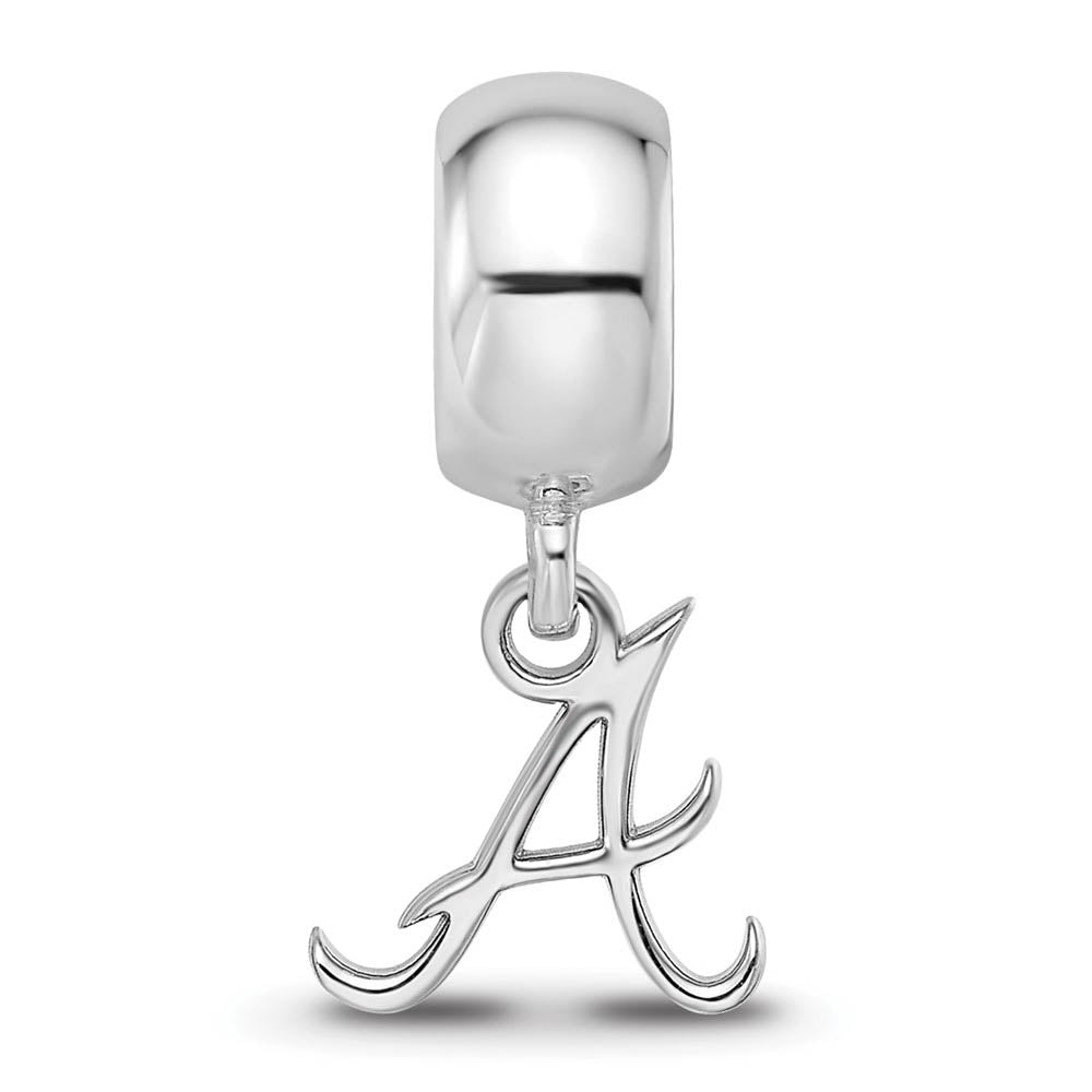 Alternate view of the Sterling Silver Rhodium Plated MLB Atlanta Braves XS Dangle Bead Charm by The Black Bow Jewelry Co.