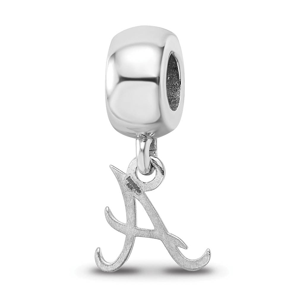 Alternate view of the Sterling Silver Rhodium Plated MLB Atlanta Braves XS Dangle Bead Charm by The Black Bow Jewelry Co.