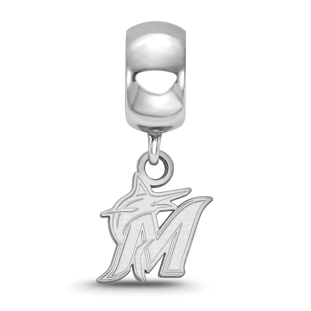 Alternate view of the Sterling Silver Rhodium Plated MLB Miami Marlins XS Dangle Bead Charm by The Black Bow Jewelry Co.