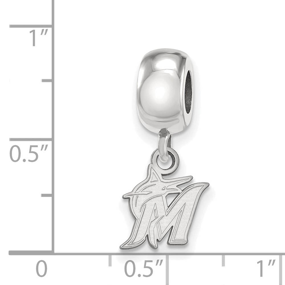 Alternate view of the Sterling Silver Rhodium Plated MLB Miami Marlins XS Dangle Bead Charm by The Black Bow Jewelry Co.