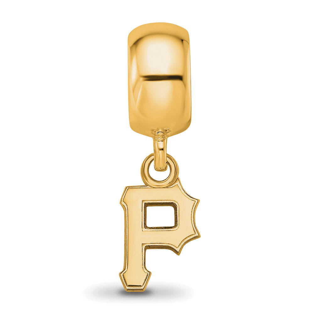 Alternate view of the 14KY Gold Plated Sterling Silver MLB Pittsburgh Pirates XS Dangle Bead by The Black Bow Jewelry Co.