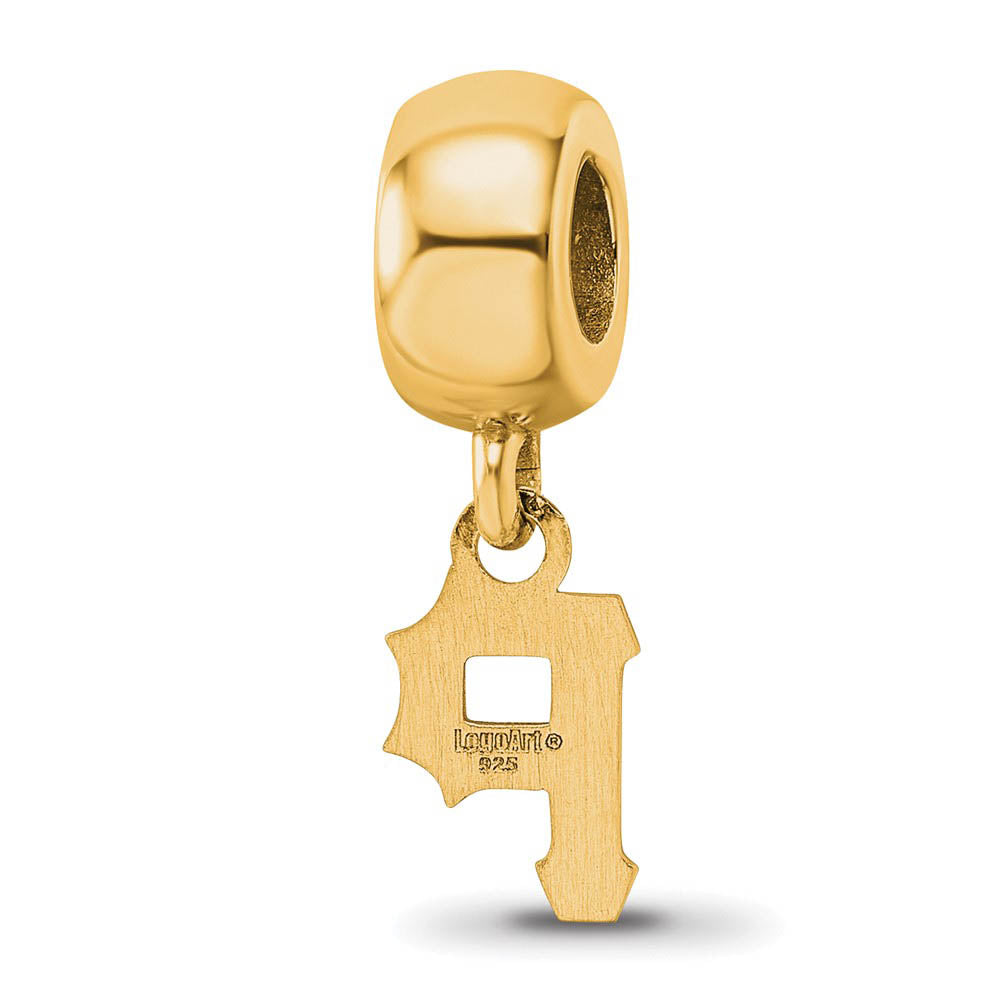 Alternate view of the 14KY Gold Plated Sterling Silver MLB Pittsburgh Pirates XS Dangle Bead by The Black Bow Jewelry Co.