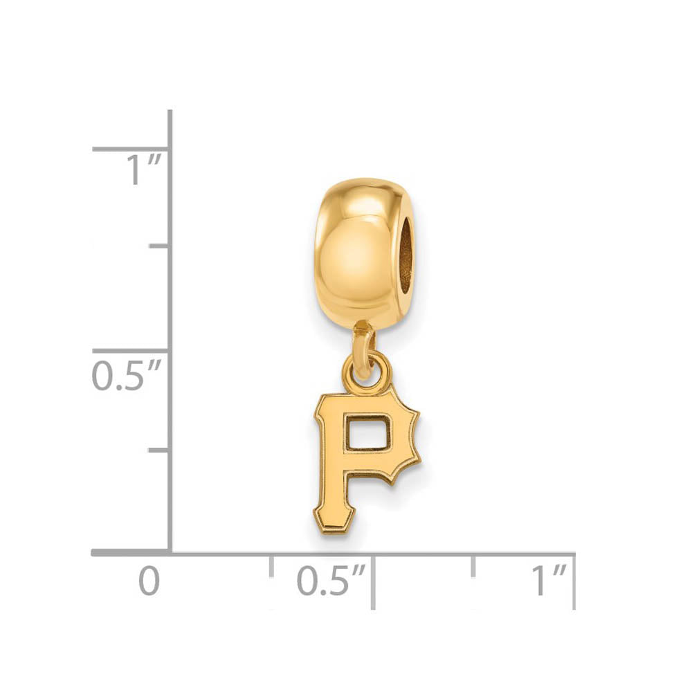 Alternate view of the 14KY Gold Plated Sterling Silver MLB Pittsburgh Pirates XS Dangle Bead by The Black Bow Jewelry Co.
