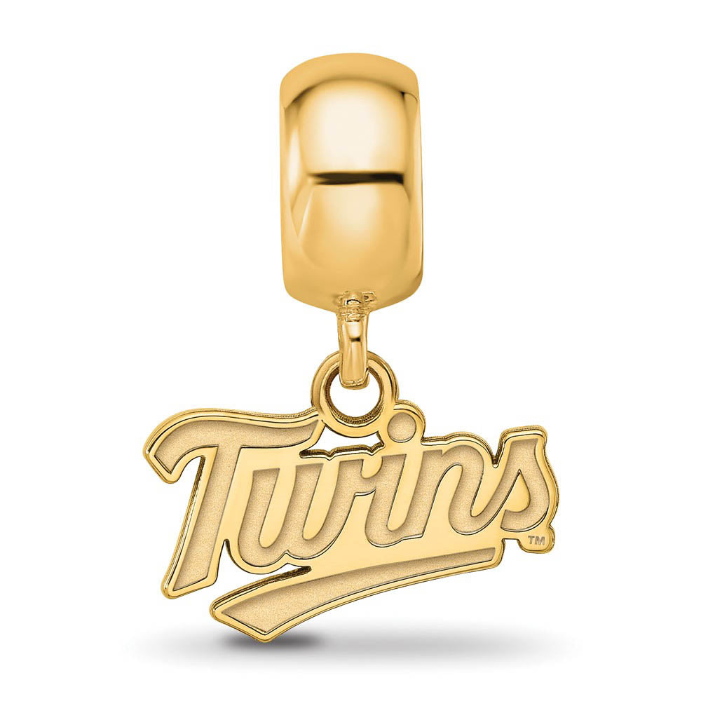 Alternate view of the 14KY Gold Plated Sterling Silver MLB Minnesota Twins XS Dangle Bead by The Black Bow Jewelry Co.