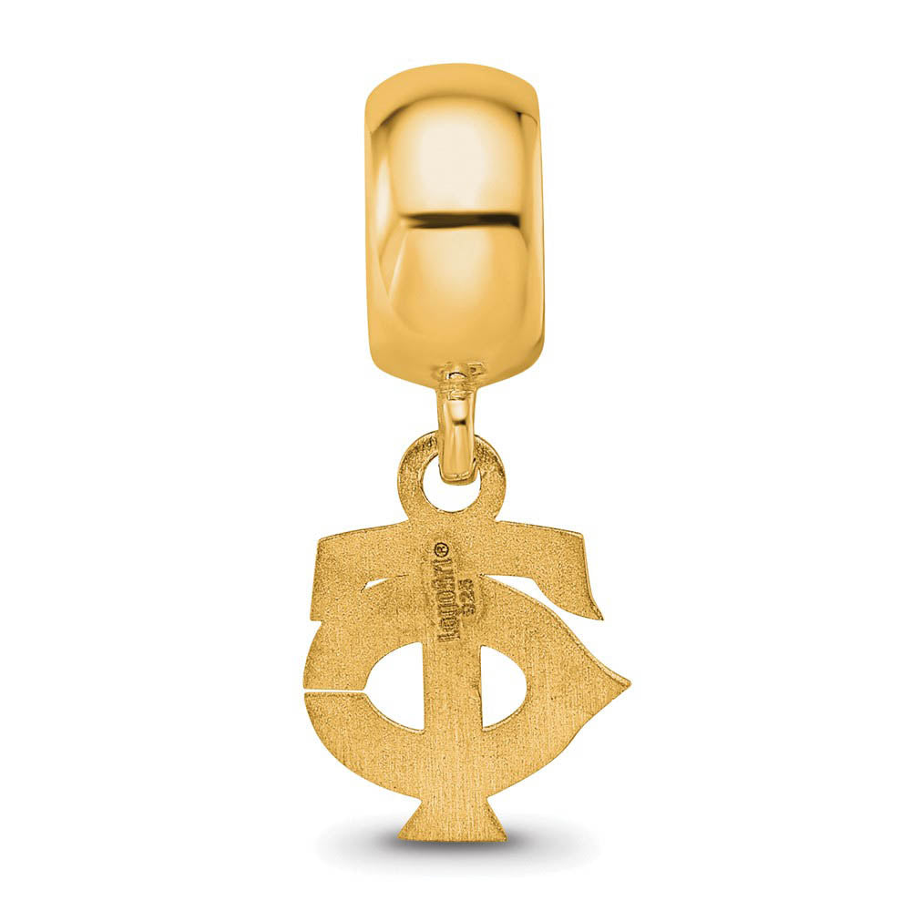 Alternate view of the 14KY Gold Plated Sterling Silver MLB Minnesota Twins XS Dangle Bead by The Black Bow Jewelry Co.