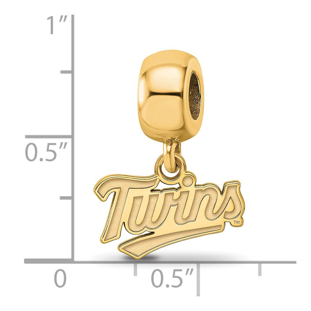 Alternate view of the 14KY Gold Plated Sterling Silver MLB Minnesota Twins XS Dangle Bead by The Black Bow Jewelry Co.