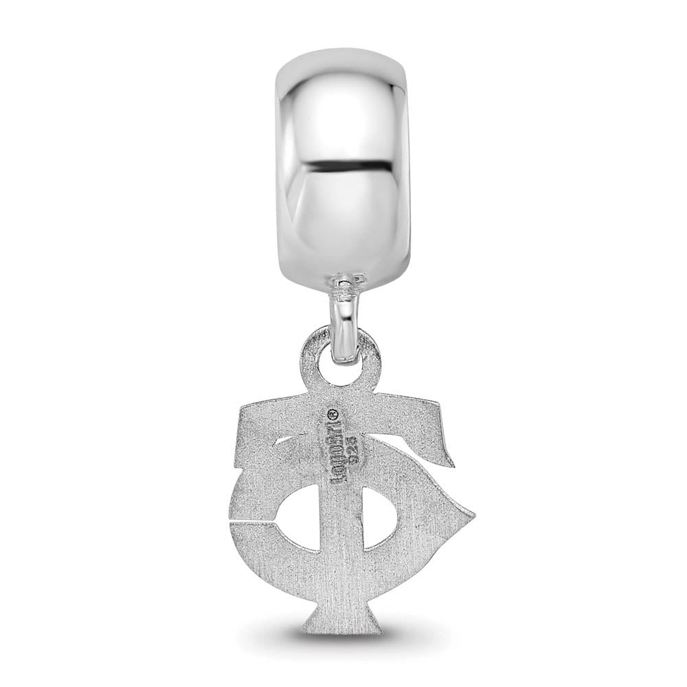 Alternate view of the Sterling Silver Rhodium Plated MLB Minnesota Twins XS Dangle Bead by The Black Bow Jewelry Co.