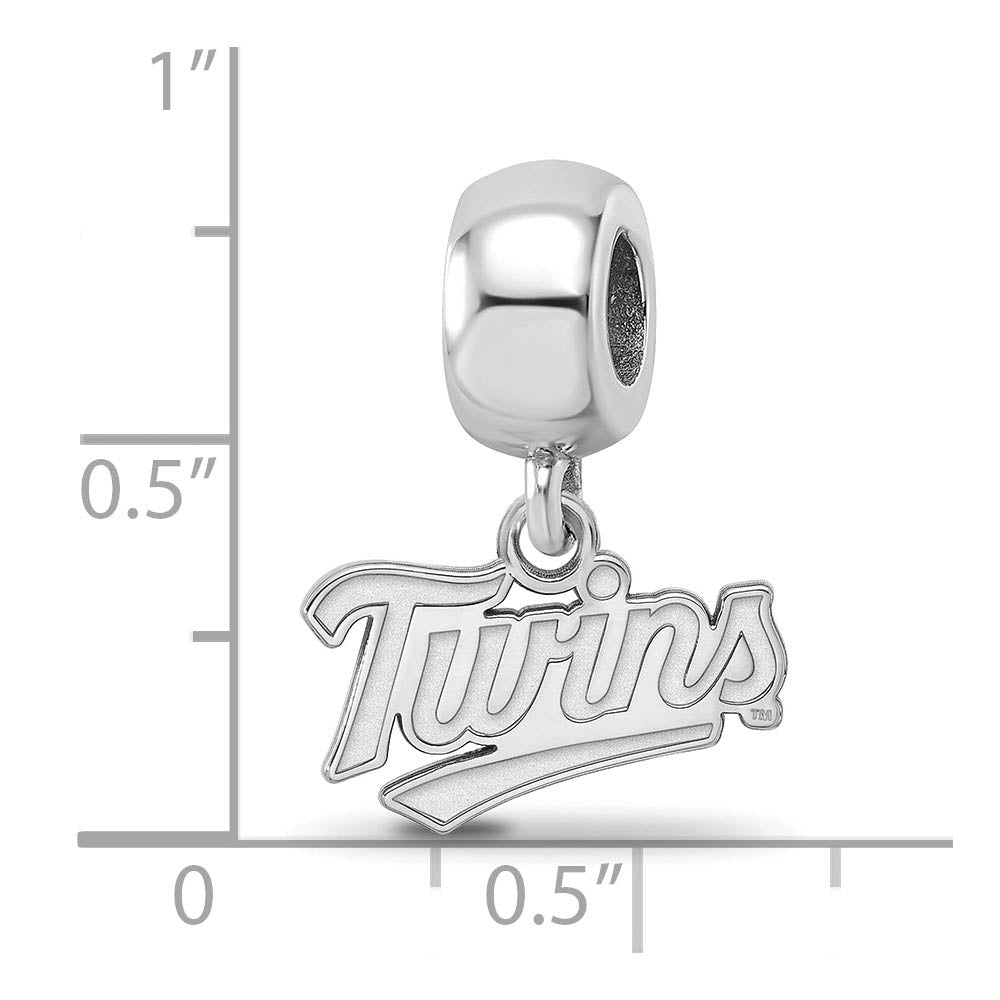 Alternate view of the Sterling Silver Rhodium Plated MLB Minnesota Twins XS Dangle Bead by The Black Bow Jewelry Co.
