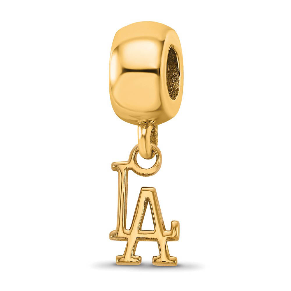 14K Yellow Gold Plated Sterling Silver MLB LA Dodgers XS Dangle Bead, Item B19156 by The Black Bow Jewelry Co.