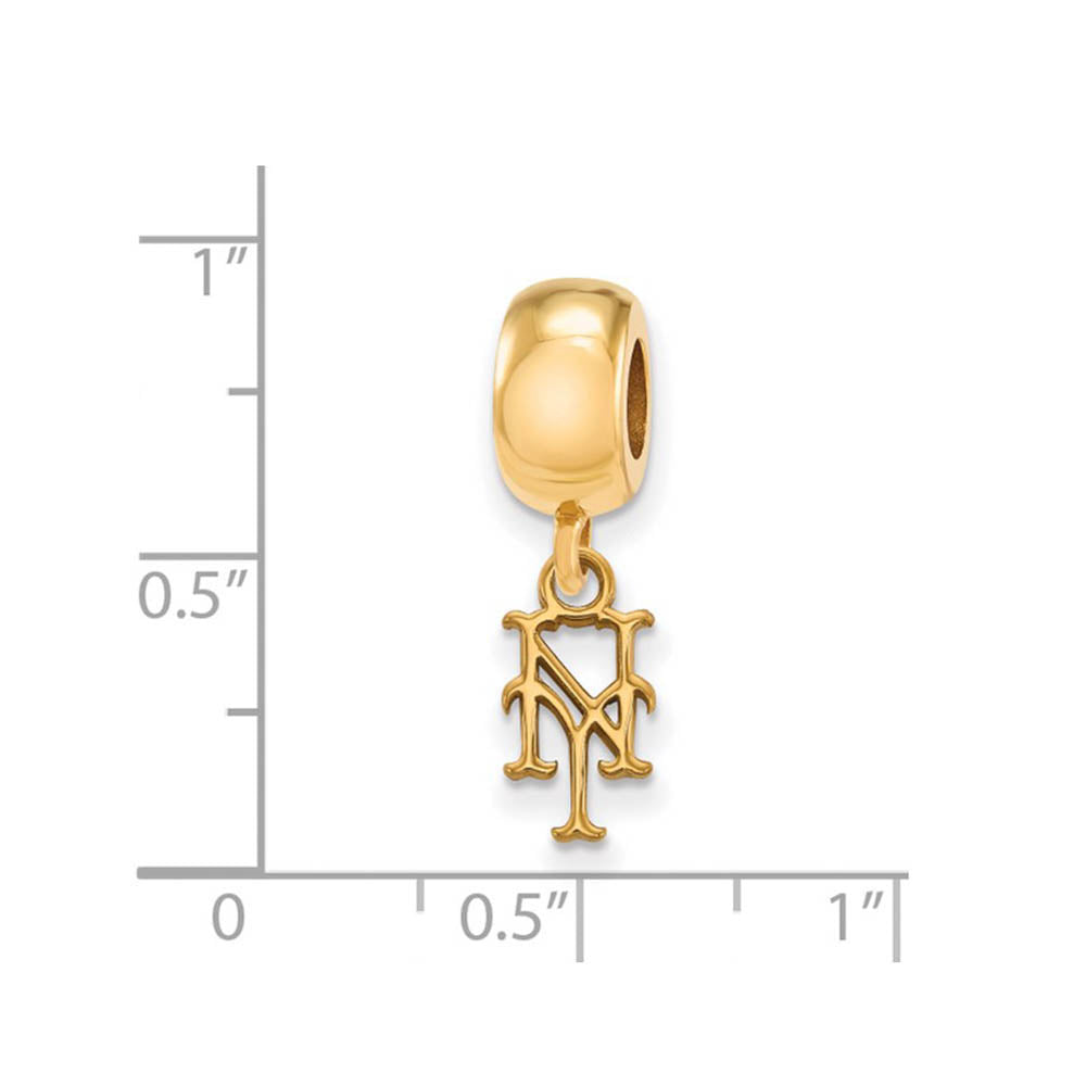 Alternate view of the 14K Yellow Gold Plated Sterling Silver MLB NY Mets XS Dangle Bead by The Black Bow Jewelry Co.