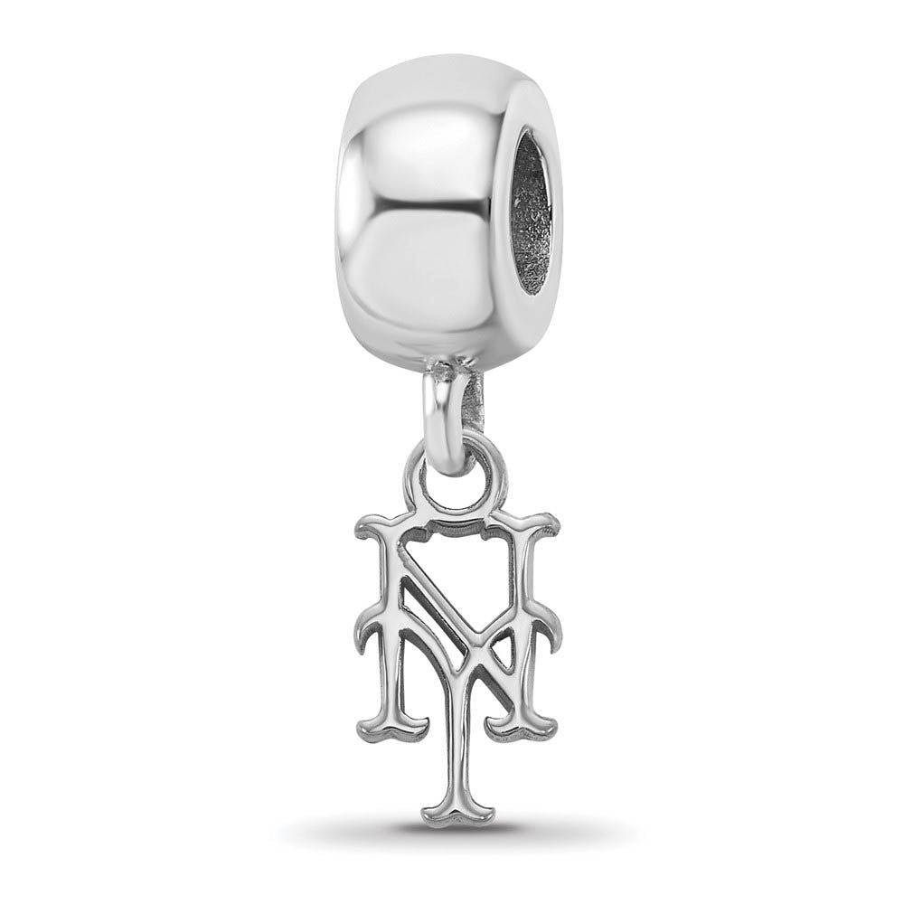 Sterling Silver Rhodium Plated MLB NY Mets XS Dangle Bead Charm, Item B19159 by The Black Bow Jewelry Co.