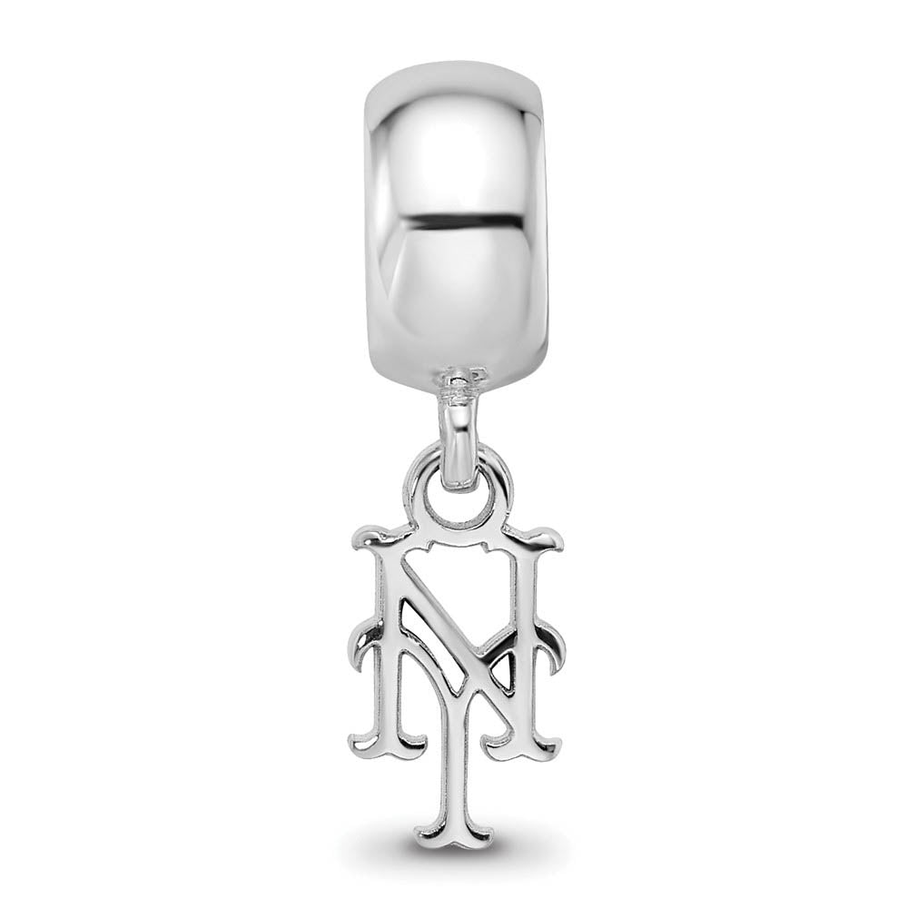 Alternate view of the Sterling Silver Rhodium Plated MLB NY Mets XS Dangle Bead Charm by The Black Bow Jewelry Co.