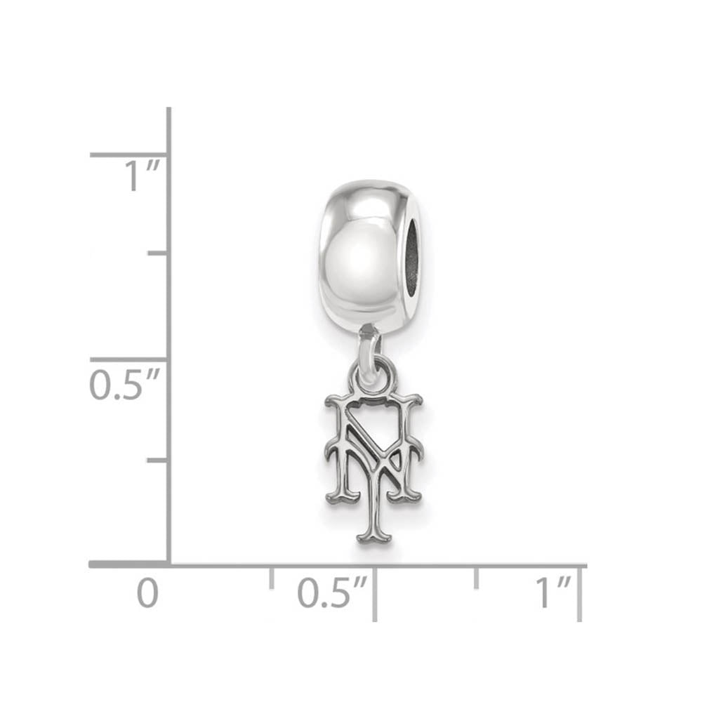 Alternate view of the Sterling Silver Rhodium Plated MLB NY Mets XS Dangle Bead Charm by The Black Bow Jewelry Co.