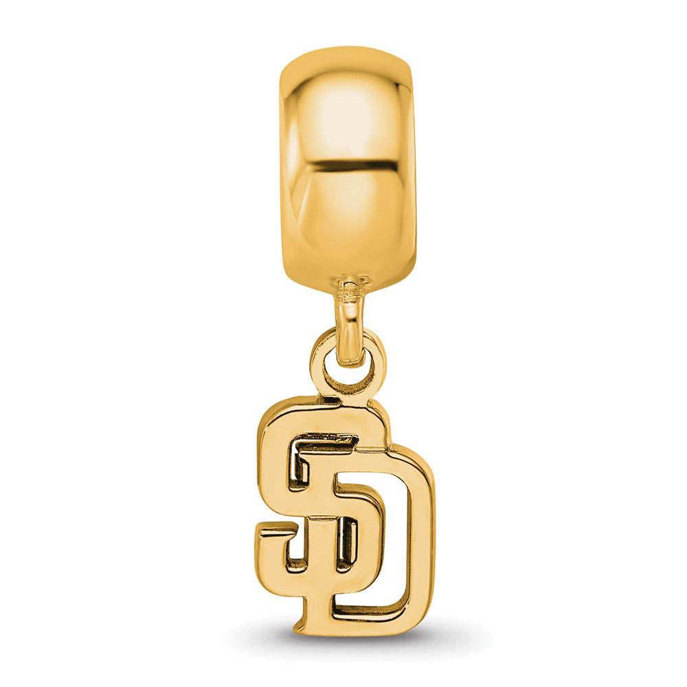 Alternate view of the 14KY Gold Plated Sterling Silver MLB San Diego Padres XS Dangle Bead by The Black Bow Jewelry Co.