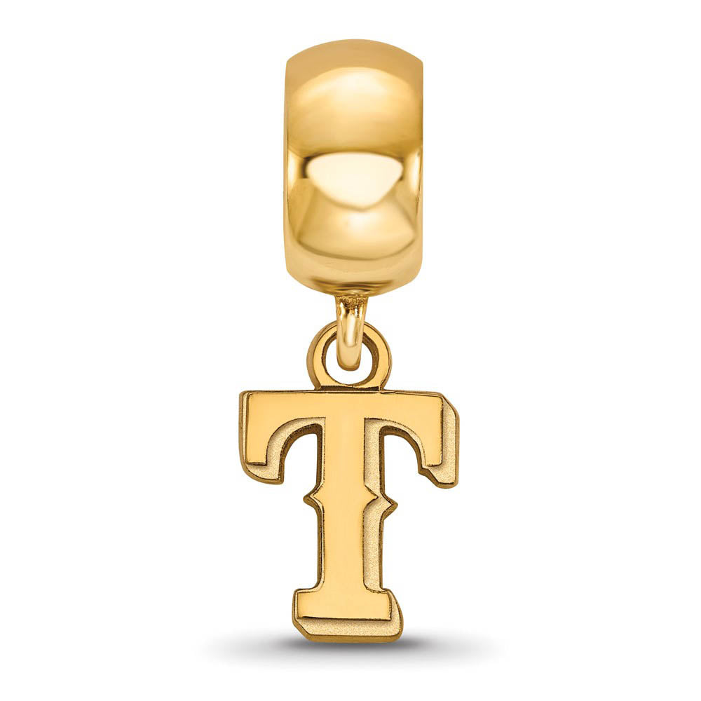 Alternate view of the 14KY Gold Plated Sterling Silver MLB Texas Rangers XS Dangle Bead by The Black Bow Jewelry Co.
