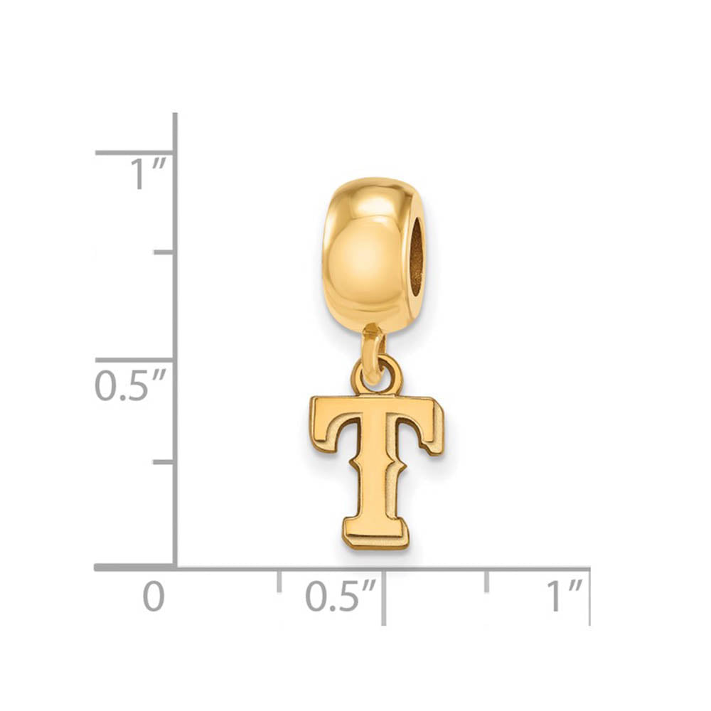 Alternate view of the 14KY Gold Plated Sterling Silver MLB Texas Rangers XS Dangle Bead by The Black Bow Jewelry Co.