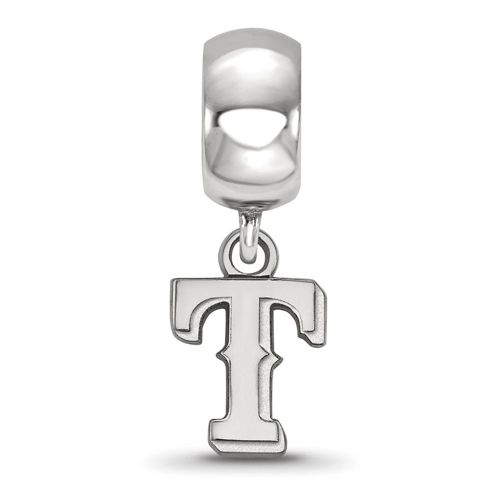 Alternate view of the Sterling Silver Rhodium Plated MLB Texas Rangers XS Dangle Bead Charm by The Black Bow Jewelry Co.