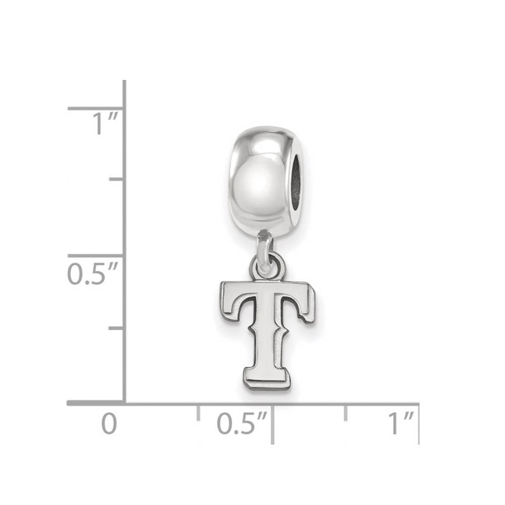 Alternate view of the Sterling Silver Rhodium Plated MLB Texas Rangers XS Dangle Bead Charm by The Black Bow Jewelry Co.
