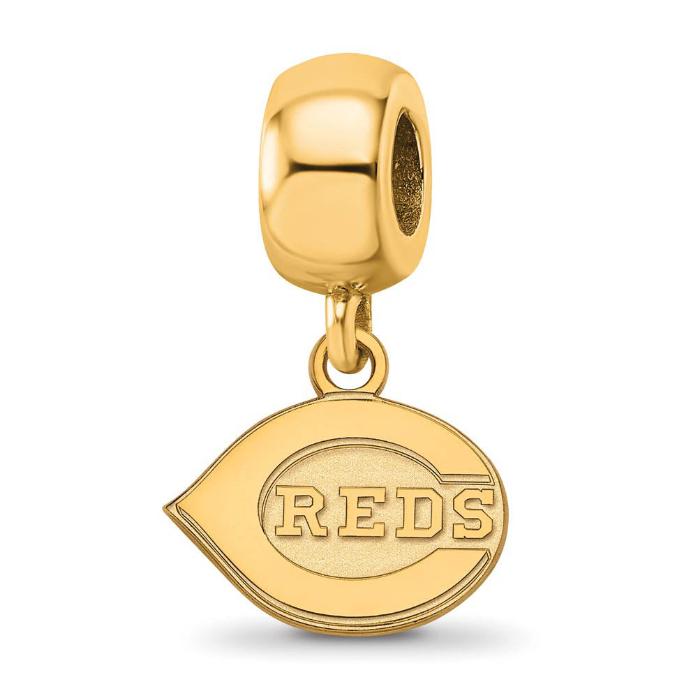 14KY Gold Plated Sterling Silver MLB Cincinnati Reds XS Dangle Bead, Item B19164 by The Black Bow Jewelry Co.