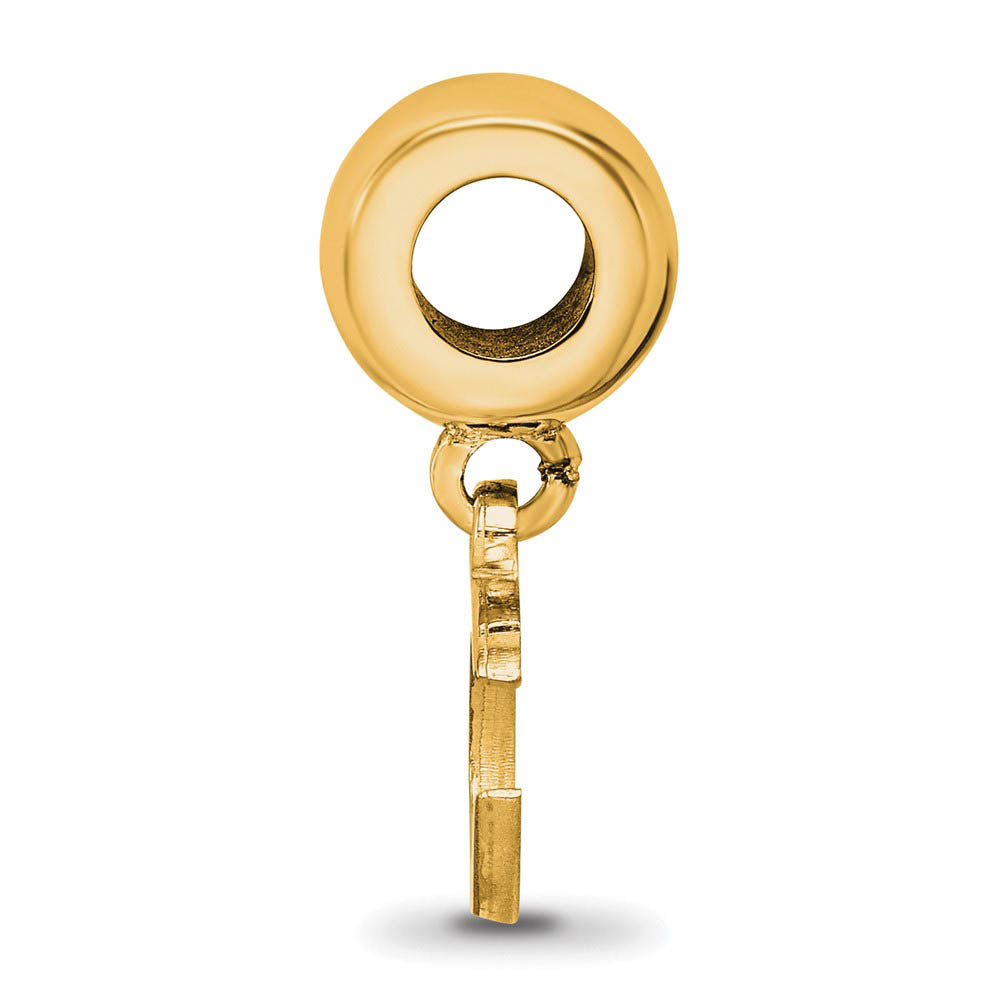 Alternate view of the 14KY Gold Plated Sterling Silver MLB Cincinnati Reds C XS Dangle Bead by The Black Bow Jewelry Co.