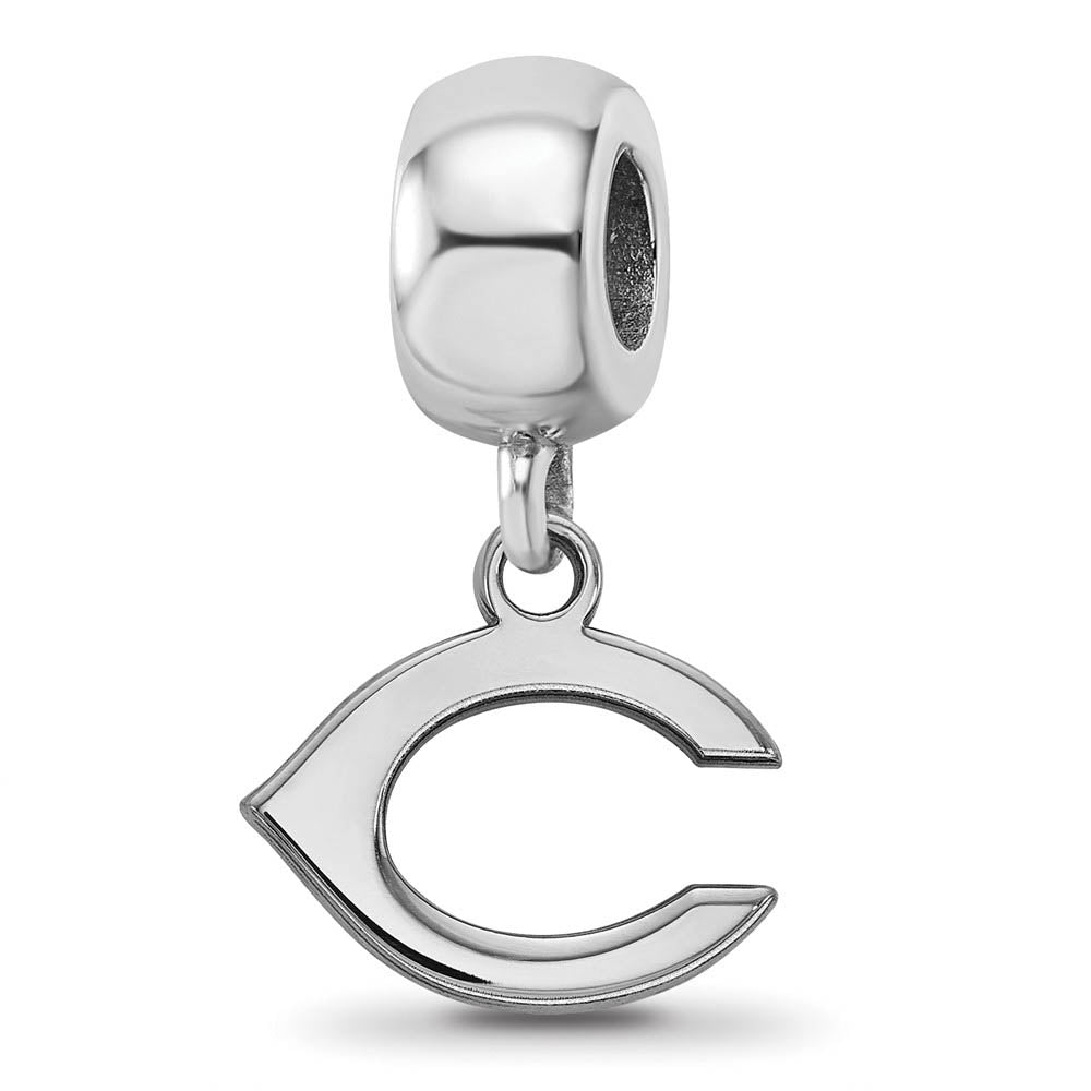 Sterling Silver Rhodium Plated MLB Cincinnati Reds 'C' XS Dangle Bead, Item B19167 by The Black Bow Jewelry Co.
