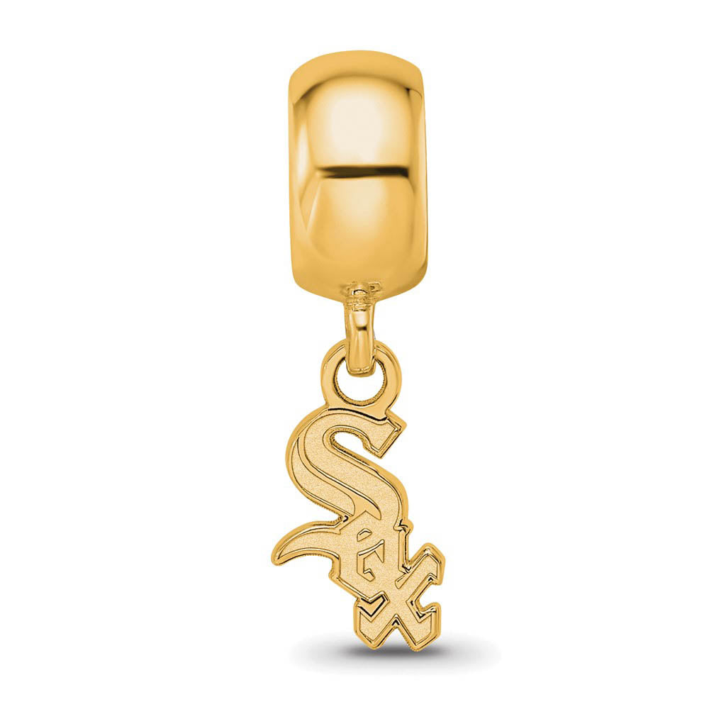 Alternate view of the 14KY Gold Plated Sterling Silver MLB Chicago White Sox XS Dangle Bead by The Black Bow Jewelry Co.