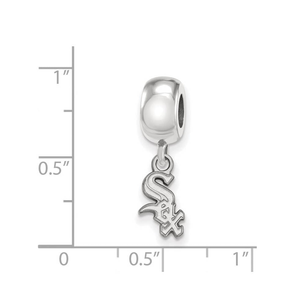 Alternate view of the Sterling Silver Rhodium Plated MLB Chicago White Sox XS Dangle Bead by The Black Bow Jewelry Co.