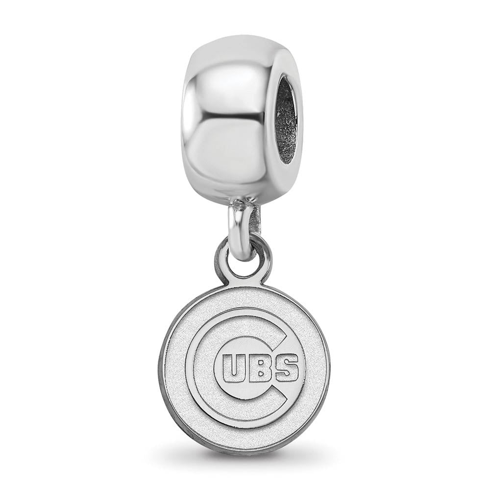 Sterling Silver Rhodium Plated MLB Chicago Cubs XS Dangle Bead Charm, Item B19173 by The Black Bow Jewelry Co.