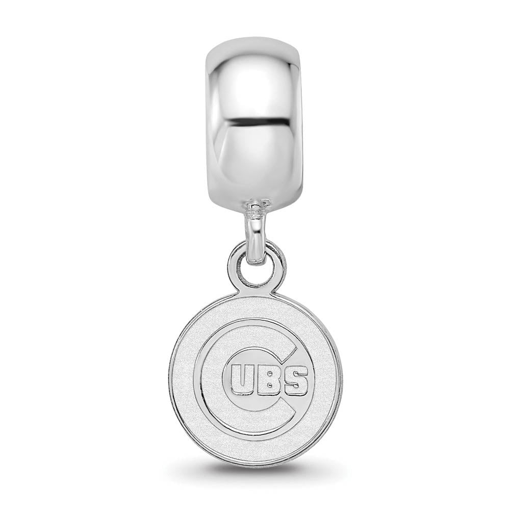 Alternate view of the Sterling Silver Rhodium Plated MLB Chicago Cubs XS Dangle Bead Charm by The Black Bow Jewelry Co.