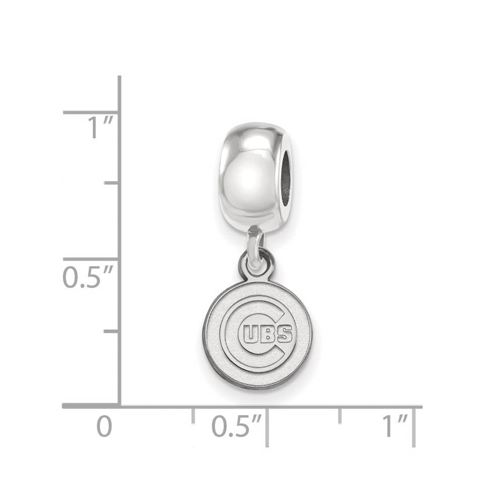 Alternate view of the Sterling Silver Rhodium Plated MLB Chicago Cubs XS Dangle Bead Charm by The Black Bow Jewelry Co.