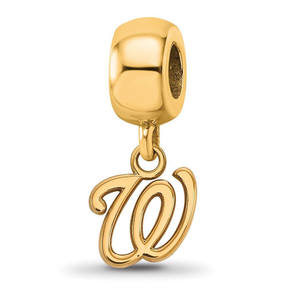 14KY Gold Plated Sterling Silver MLB Wash. Nationals XS Dangle Bead, Item B19174 by The Black Bow Jewelry Co.