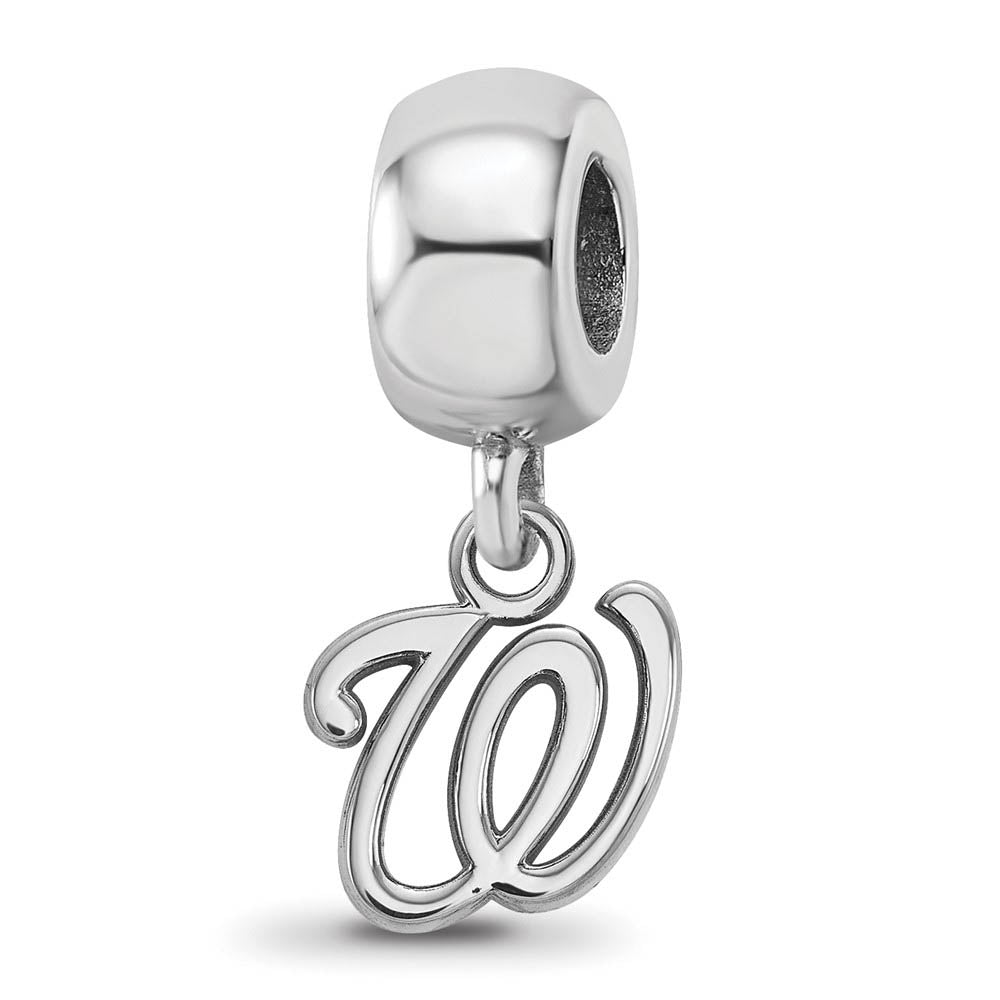 Sterling Silver Rhodium Plated MLB Washington Nationals Dangle Bead, Item B19175 by The Black Bow Jewelry Co.
