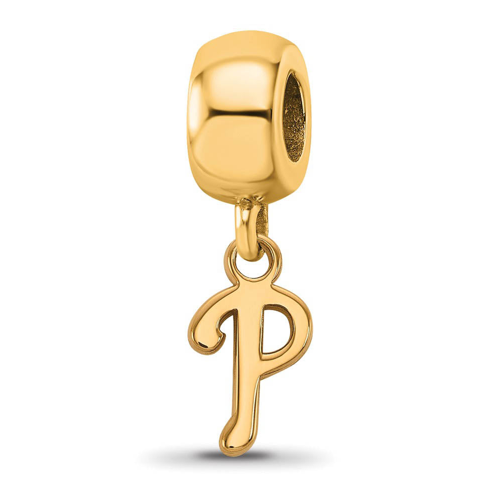SS 14K Yellow Gold Plated MLB Philadelphia Phillies XS Dangle Bead, Item B19176 by The Black Bow Jewelry Co.