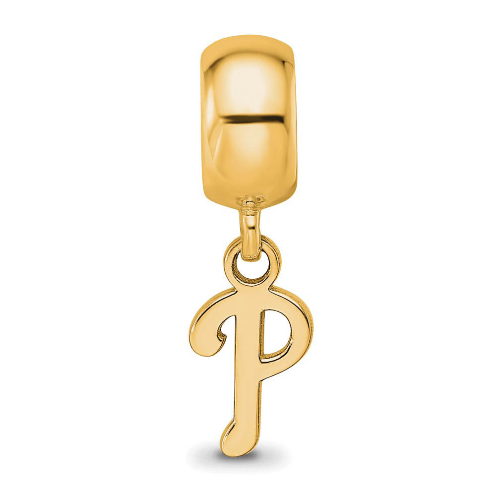 Alternate view of the SS 14K Yellow Gold Plated MLB Philadelphia Phillies XS Dangle Bead by The Black Bow Jewelry Co.