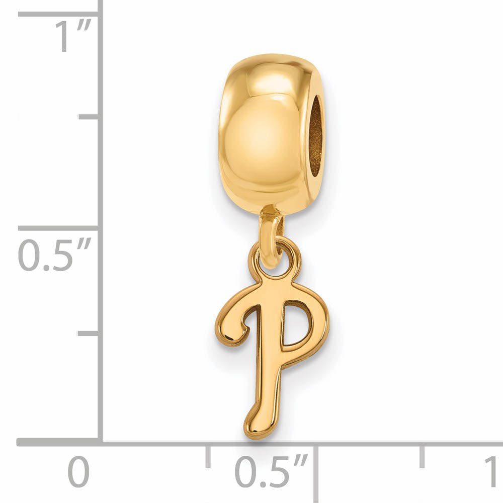 Alternate view of the SS 14K Yellow Gold Plated MLB Philadelphia Phillies XS Dangle Bead by The Black Bow Jewelry Co.