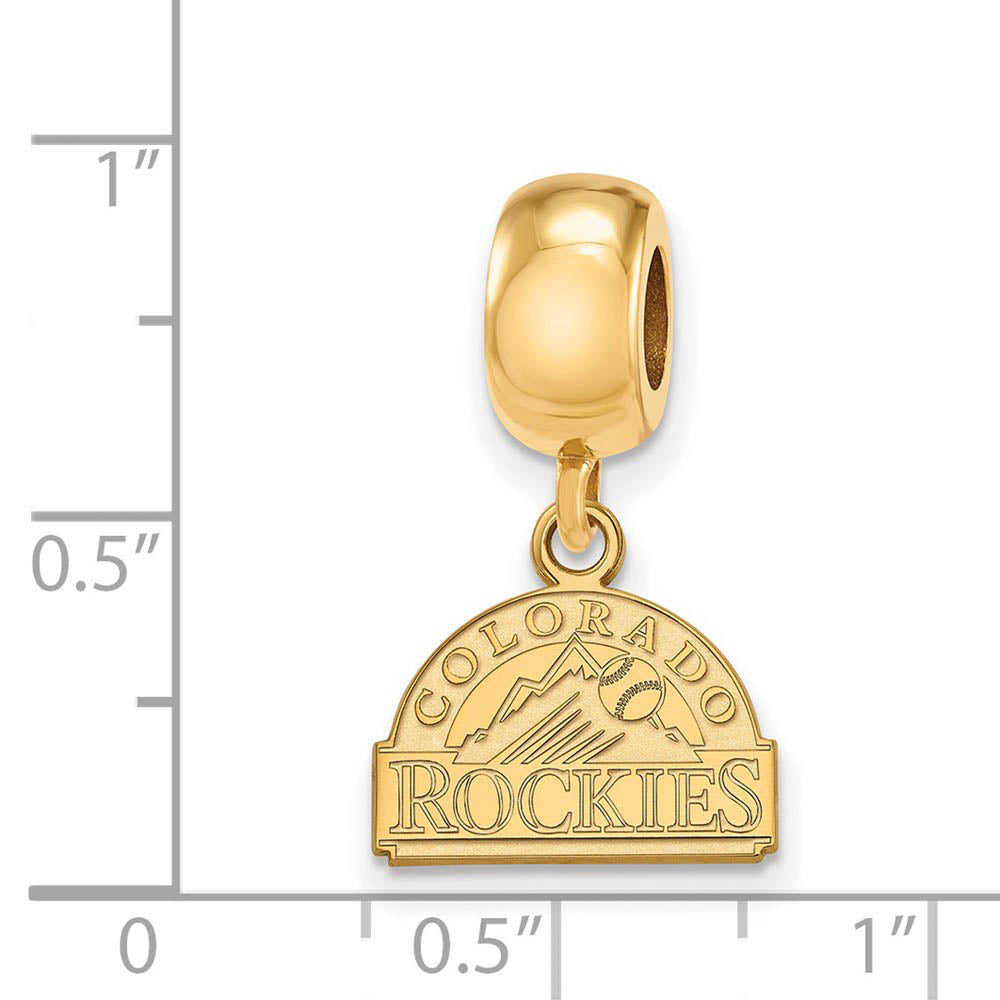 Alternate view of the 14KY Gold Plated Sterling Silver MLB Colorado Rockies XS Dangle Bead by The Black Bow Jewelry Co.